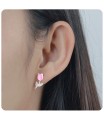 Pink Rosebud Silver Ear Stud STS-3471 (FL1)